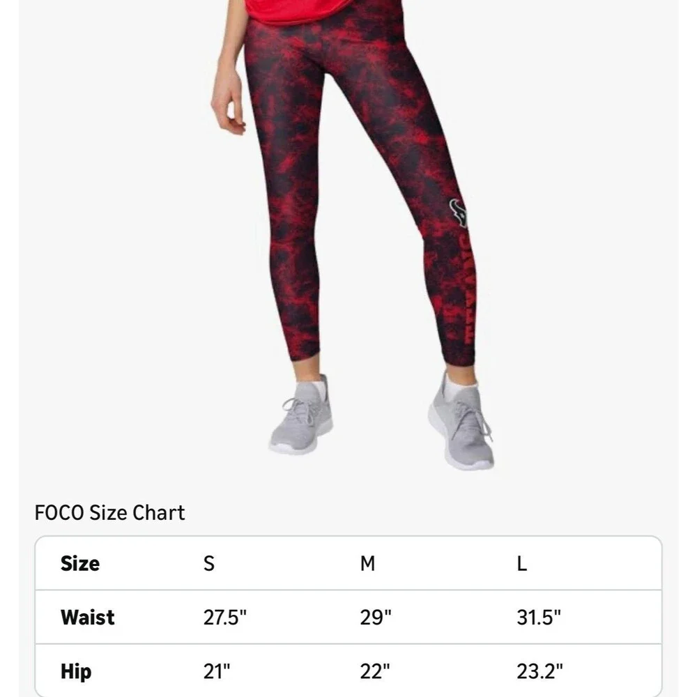 FOCO NFL Houston Texans Team Color Cloud Leggings Size M New With Tags
